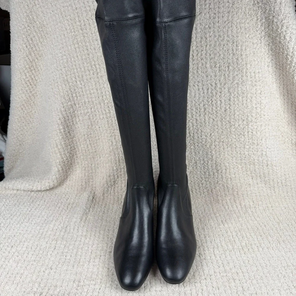Stuart Weitzman Genna 60‎ City Boot Black Leather Size 8 B Orig-$895 NWOB